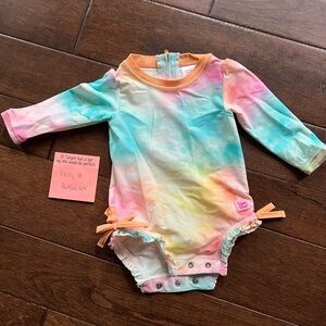 Ruffle Butts Multicolor Tie-Dye Kids Swim One Piece